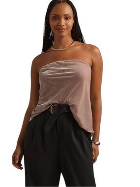 Anthropologie Lavande Velvet Top - Light Mauve